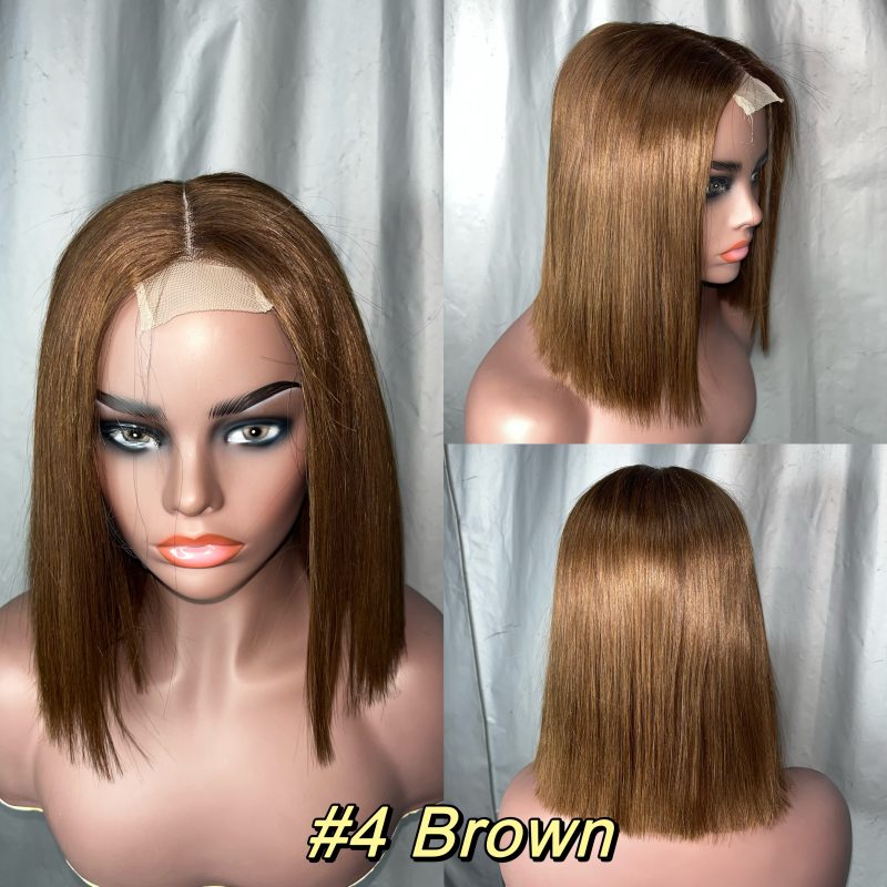 2x6 Colored Straight BOB Lace Closure Wig Double Drawn Virgin Human Hair Wig - 图片 7
